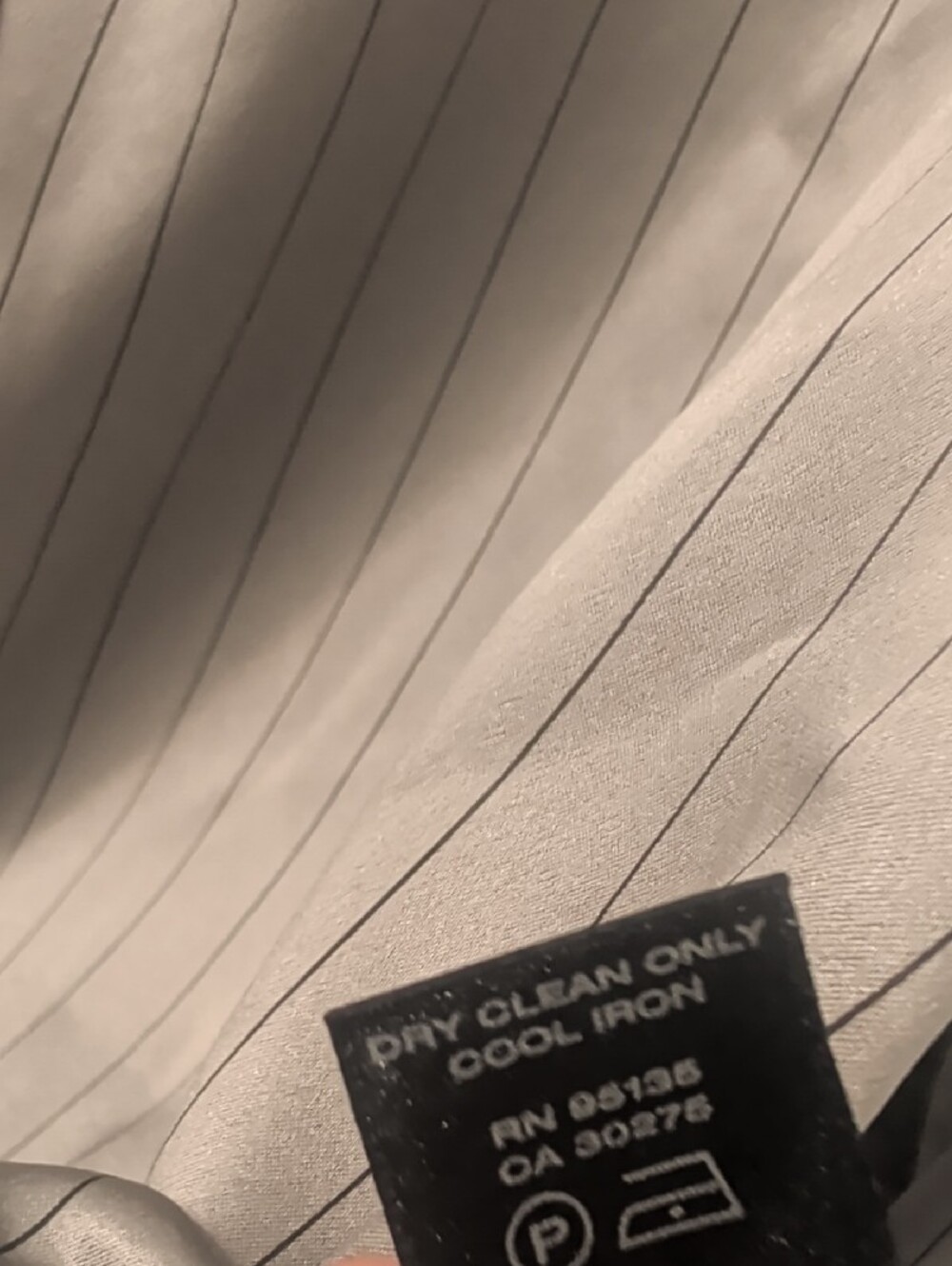 Lafayette 148 New York Gray Satiny Silk Pinstripe Hidden Button-Front Shirt - Picture 4 of 10